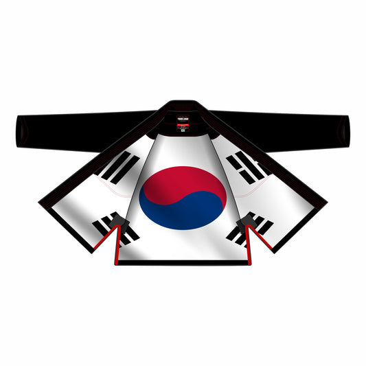 SOUTH KOREAN PREMIUM SUBLIMATION PATRIOTIC BLACK BRAZILIAN JIU JITSU GI
