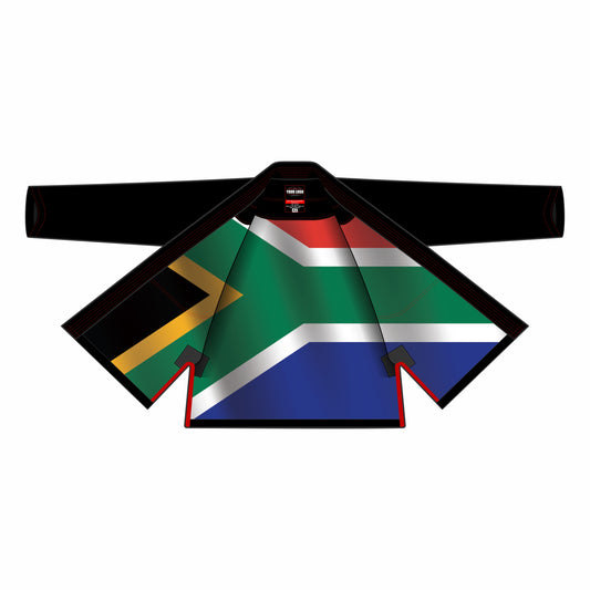 SOUTH AFRICAN PREMIUM SUBLIMATION PATRIOTIC BLACK BRAZILIAN JIU JITSU GI