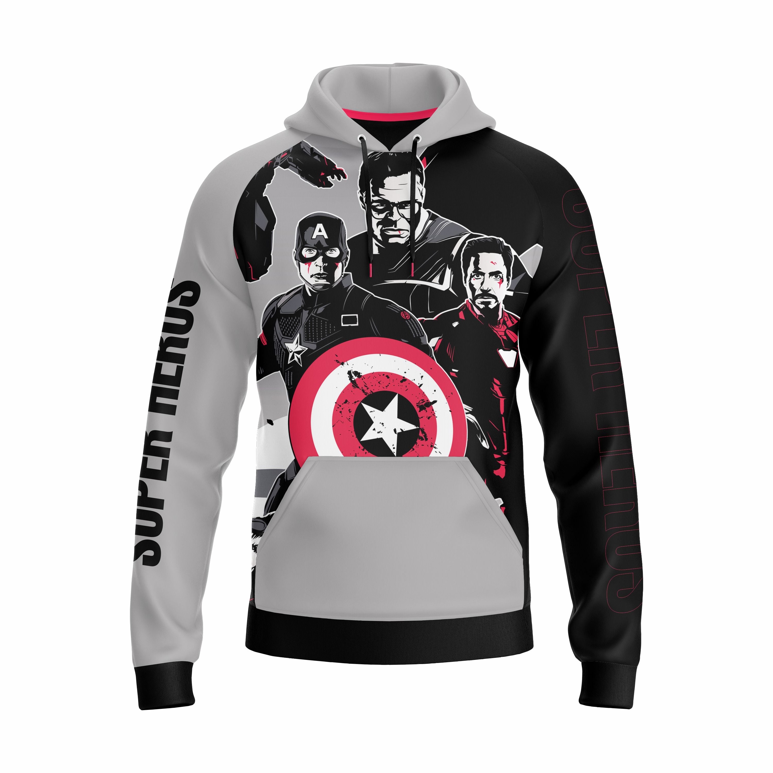 JUPI Pullover Hoodies Super Heroes SublimationStay comfortable and stylish with this men's hoodie pullover, made from high-quality 100% polyester. Whether you're hitting the gym, running errands, or just lounginJUPI Pullover Hoodies Super Heroes Sublimation